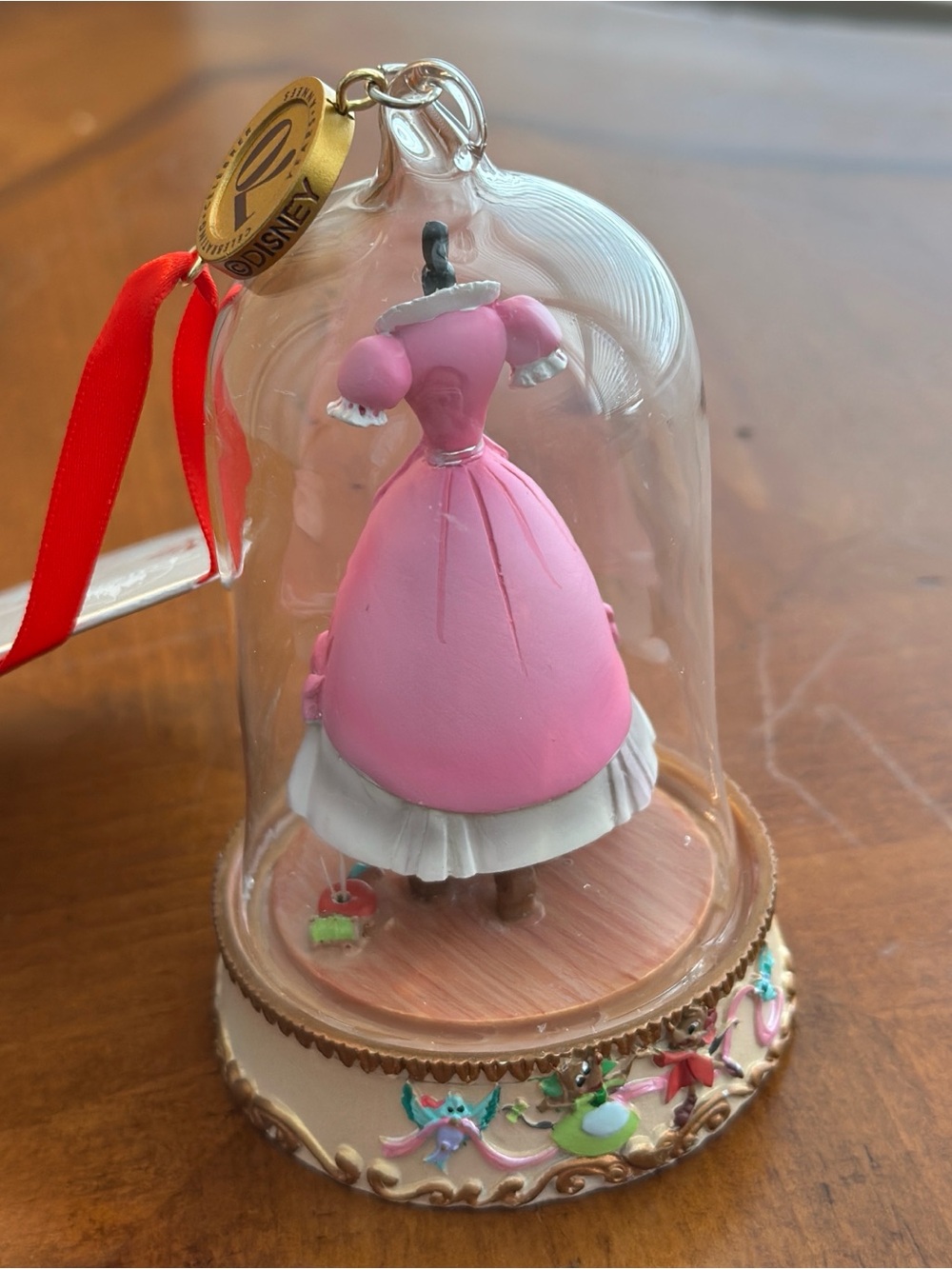 Disney Cinderella’s pink Dress Glass Dome Ornament 70th Anniversary - Picture 4 of 8